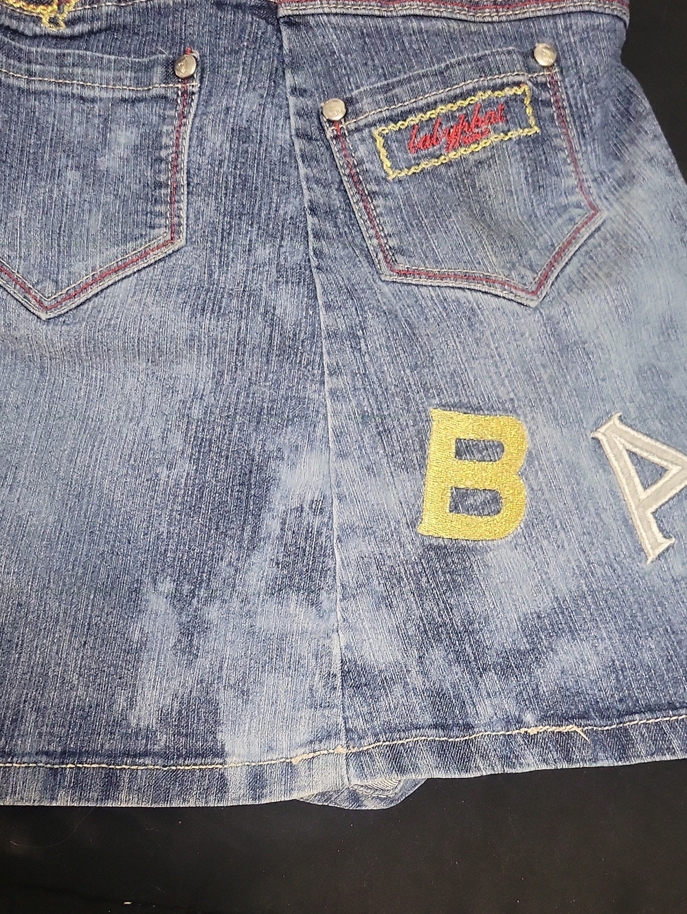 Vintage Y2K Baby Phat Size 6 Girlz Asymmetrical Acid Wash Denim Mini Skirt - Picture 7 of 7